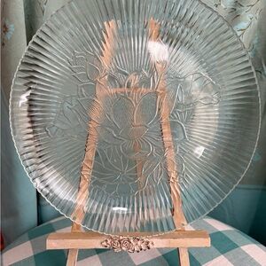 Floral Clear Glass Art Plate